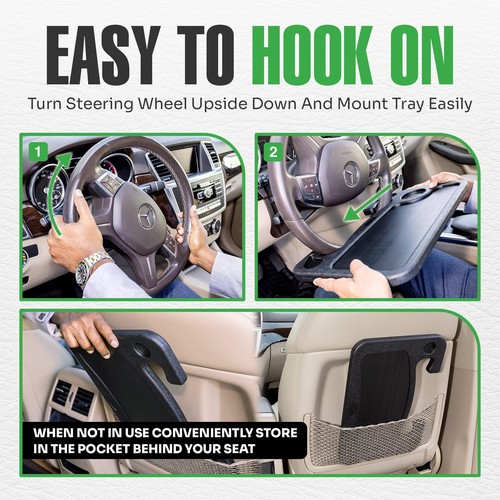 Steering Wheel Tray for Eating, Laptop Desk, Car Accessories, Road Trip Essen... - Picture 4 of 7