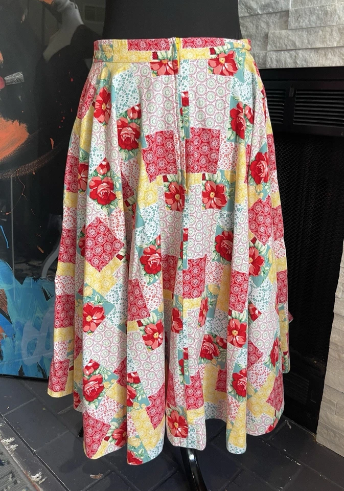 Falda Larga Completa Floral Retazos Hecha a Mano Vintage Talla S/M Foto 3 de 4