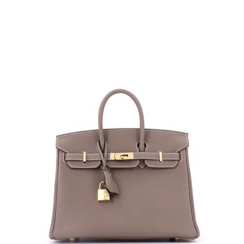 Hermes Birkin Handbag Etoupe Togo with Gold Hardware 25