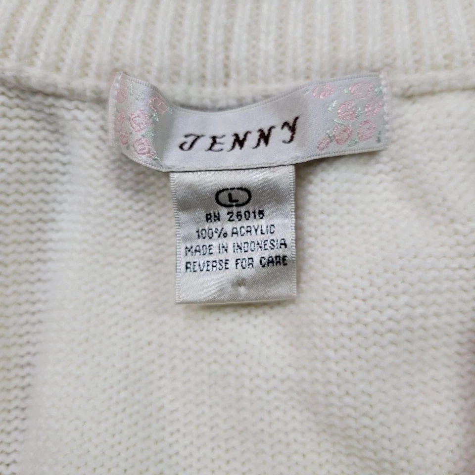 Suéter Jenny Mujer Grande Blanco Cremallera Frontal Acrílico Tejido Cuello Alto Pullover Foto 2 de 4