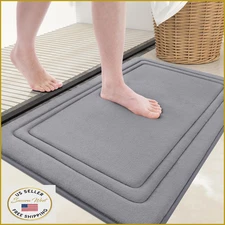 Grandaily Memory Foam Bath Mat Rug 24x16 Ultra Soft Non-Slip Absorbent Grey