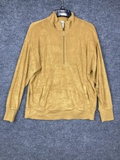 Offline by Aerie Size Small Mustard Terry Half Zip L/S Pocket Pullover Shirt EUC