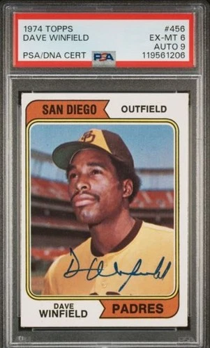 1974 Topps Dave Winfield Signed Rookie Baseball Card PSA 6 DNA Certified 9 HOF