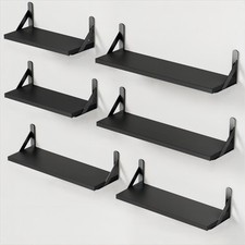 Wall Shelves Set of 6, Wood Floating Shelves for Decor, Rustic Farmhouse for ...