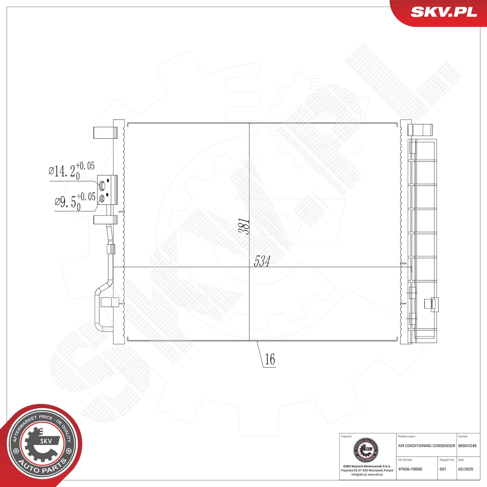 Für SKV GERMANY 86SKV245 AIR CONDITIONING COOLER 86SKV245 HYUNDAI Tucson KIA Sp