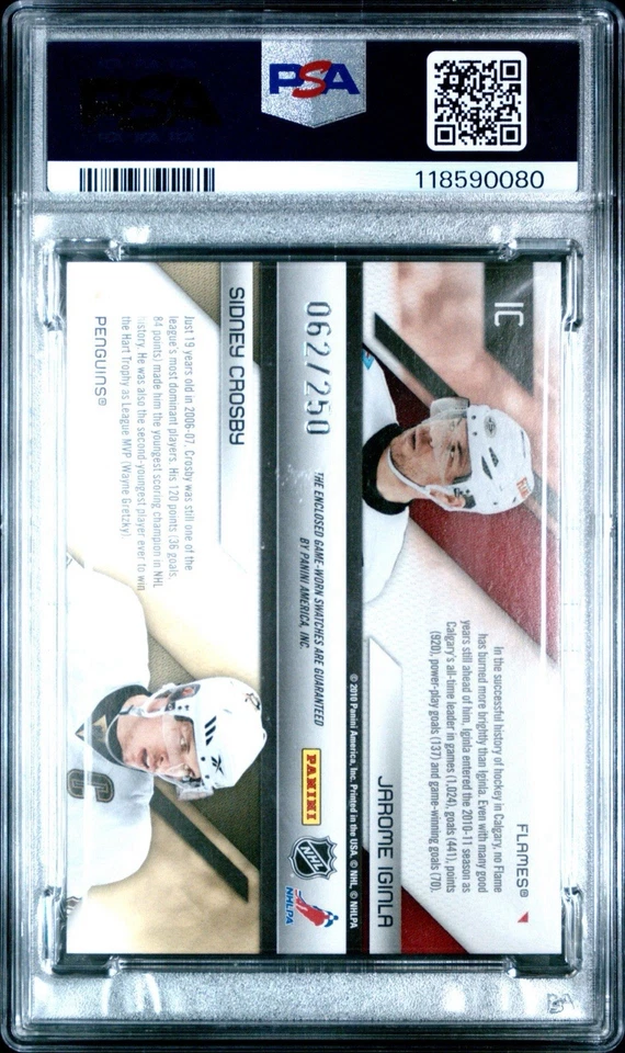 2010 Panini Certified J. Iginla / S. Crosby Shirt Off My Back Combos #IC PSA 10 - Image 2 of 2