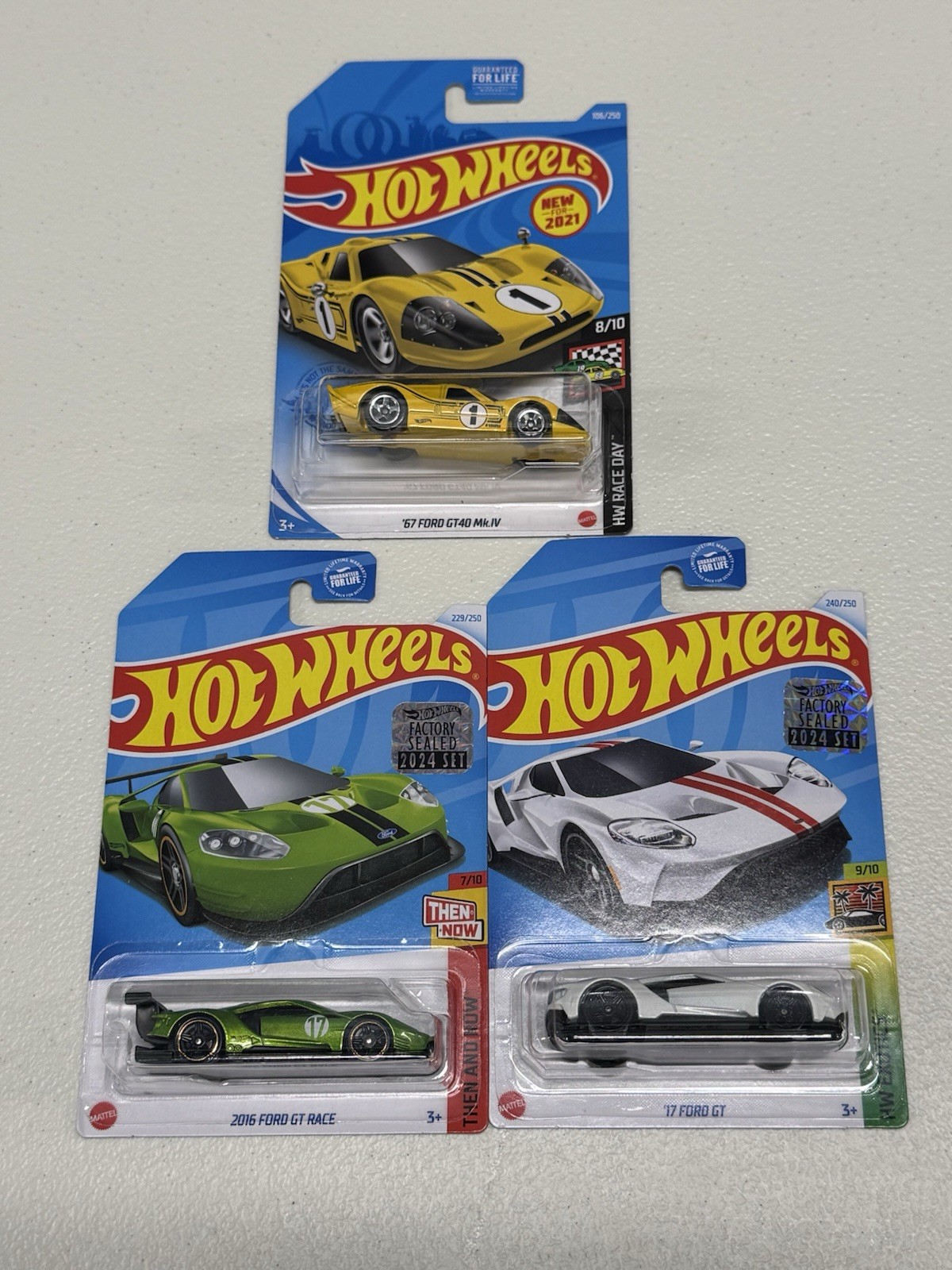 Hot Wheels Ford GT Lot of 3 GT40 Mk IV 2016 GT Race 2017 Factory Sealed