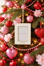 Pottery Barn 2024 Dated White Rectangle Enamel Picture Frame Ornament-NIB