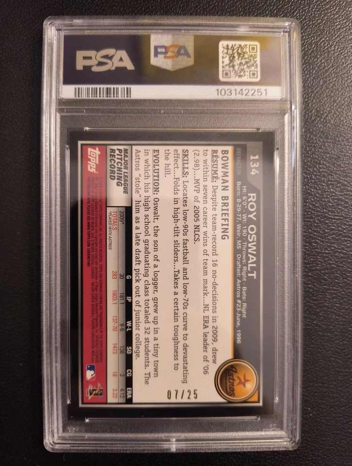 Roy Oswalt 2010 Bowman cromo naranja/25 PSA 8 ¡¡Pop 1!!! Foto 2 de 2