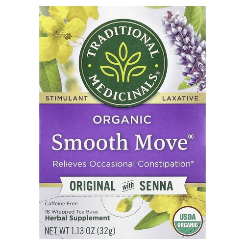 Organic Smooth Move®, Original with Senna, Caffeine Free, 16 Wrapped Tea Bags,