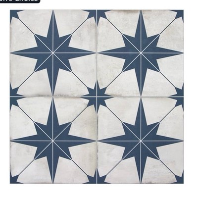 10 Peel Stick Tile Self Adhesive 12 X 12  Blue Star White Encaustic  Groutless