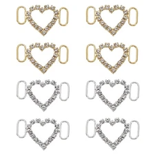 2 Colors 8Pcs Shoelaces Charms for Sneakers Heart Shape Shoe Jewelry Golden S...