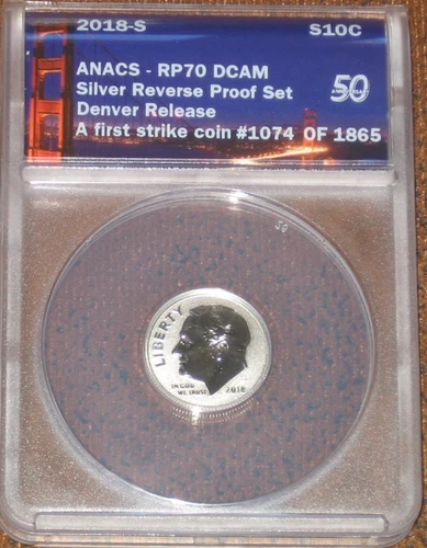 2018 S Reverse Proof Silver Roosevelt Dime ANACS RP 70 DCAM FS PR PF 10c