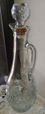 Clear Wine Bottle W/Handle And Lid
