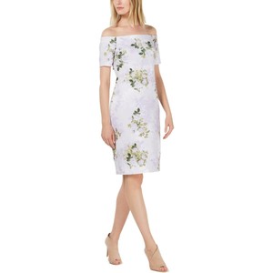 calvin klein off the shoulder sateen dress