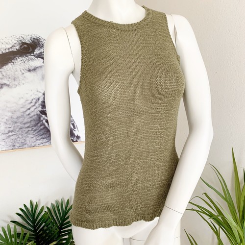 Sportsgirl Size XXS Blouse Khaki Green Knitted Singlet Shirt top ladies casual - Picture 3 of 6