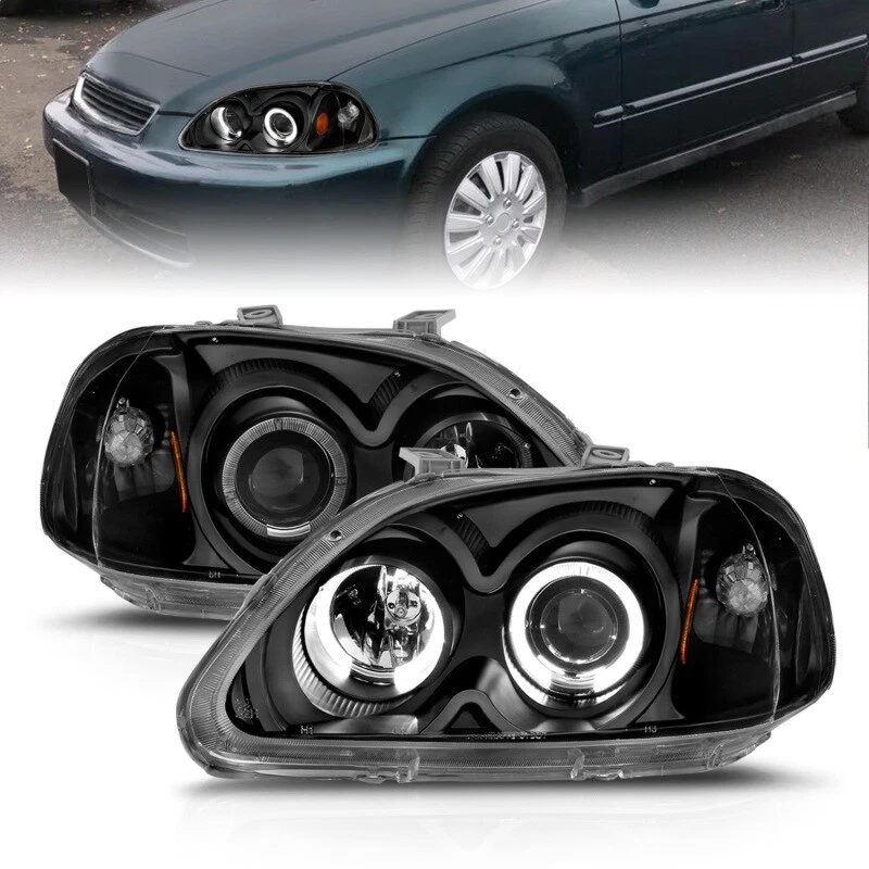 Faros proyectores ANZO para Honda Civic 1996-1998 con halo negro Foto 4 de 4