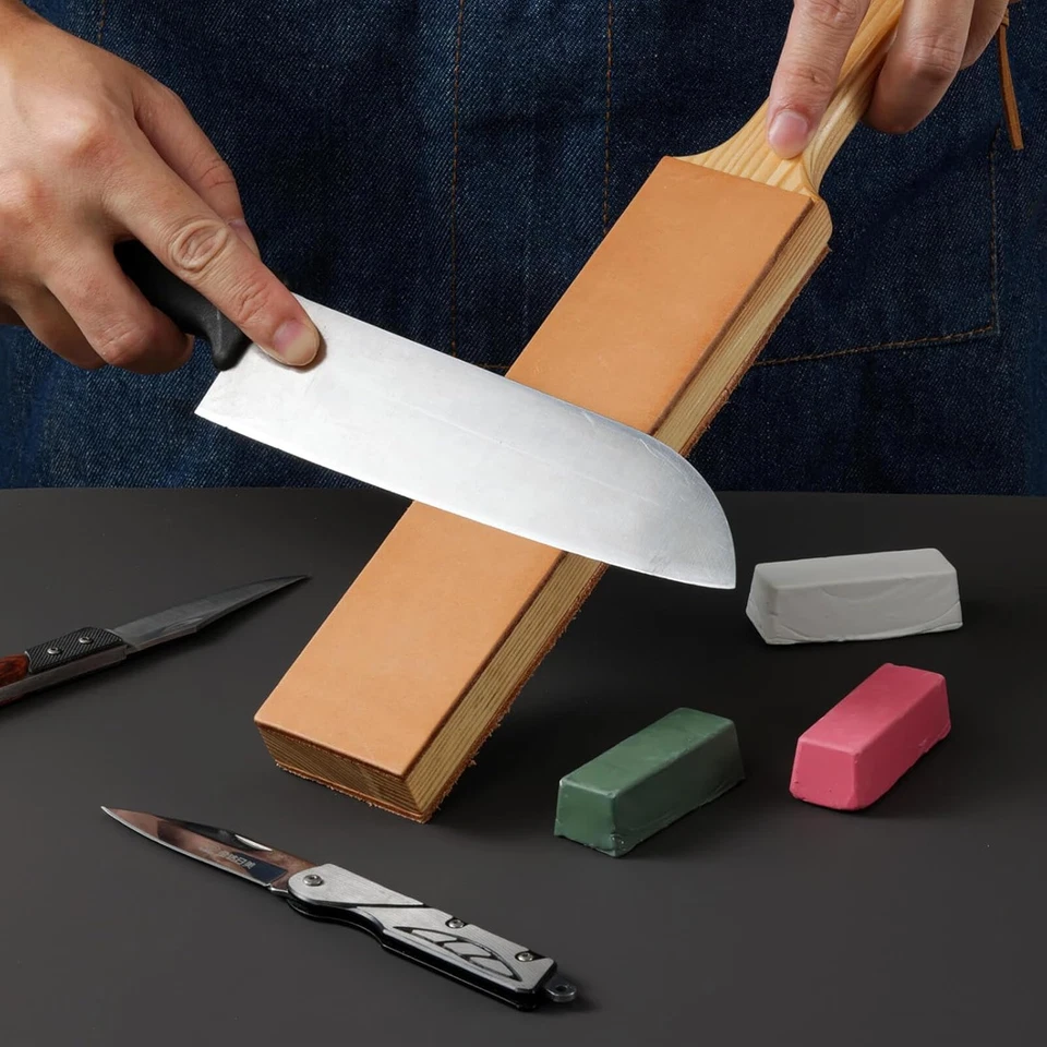 ANGERSTONE Doble Lado Correa de Cuero para Afilar Cuchillos - 14"X 2" Stropping Bl Foto 4 de 4