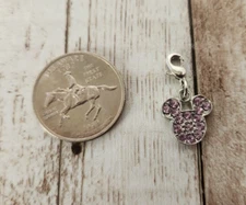 Disney Mickey Minnie Mouse Pink "Stone" Accents Clip On Add On Charm