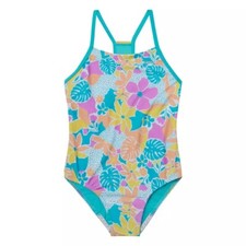 Speedo Sz XL Youth Girls 1-Piece Swimsuit UPF 50 Chlorine Resistant Floral