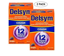 Delsym Adult 12 Hour Grape Cough Syrup, 3 oz -Pack of 2