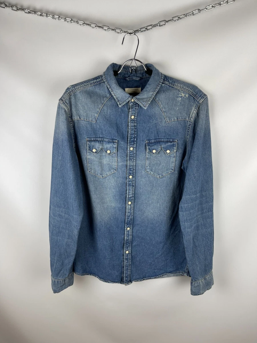 Allsaints imonum distressed denim jeans shirt