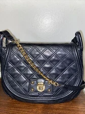 Marc Jacobs Quited Black Leather Sadolle Sholder Bag Made in Italy