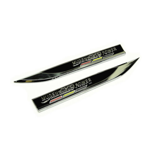 2Pcs JDM Black Mugen Power Badge Car Fender Skirts Knife Side Sticker Emblems - Picture 3 of 5