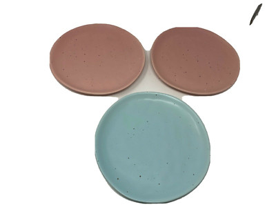 Celebrate it 10in Ceramic Blue & Pink Plate Set of 3 BB01B33015