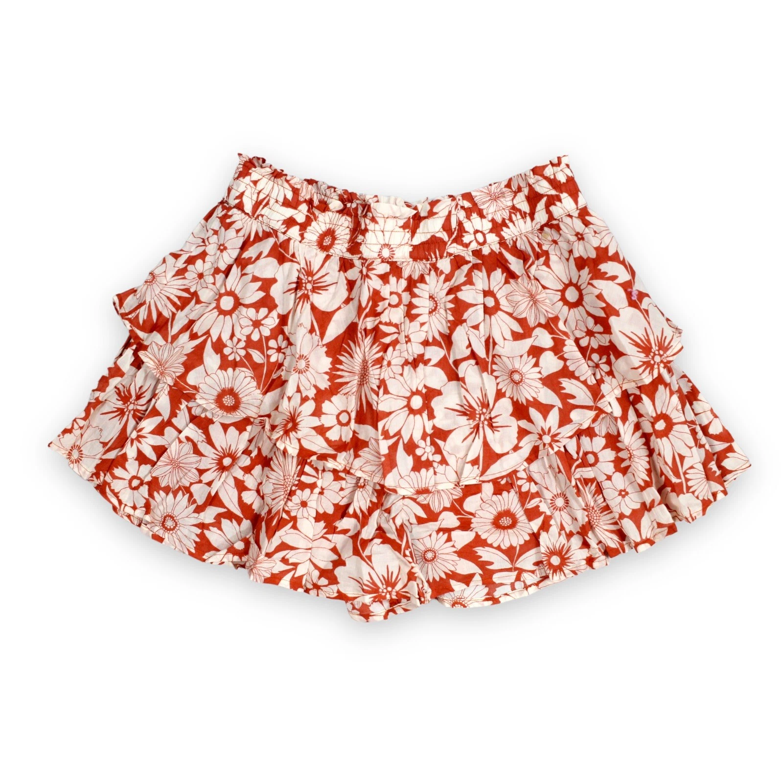American Eagle Outfitters Ruffle Skort, Burnt Orange, Floral, Size Large