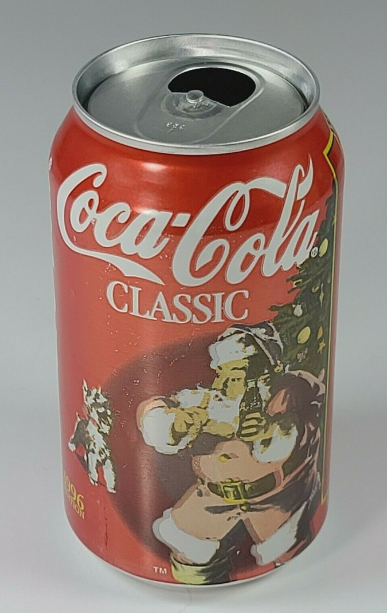 Vintage 1996 Coca Cola Classic Soda Pop Can 12oz Aluminum Santa