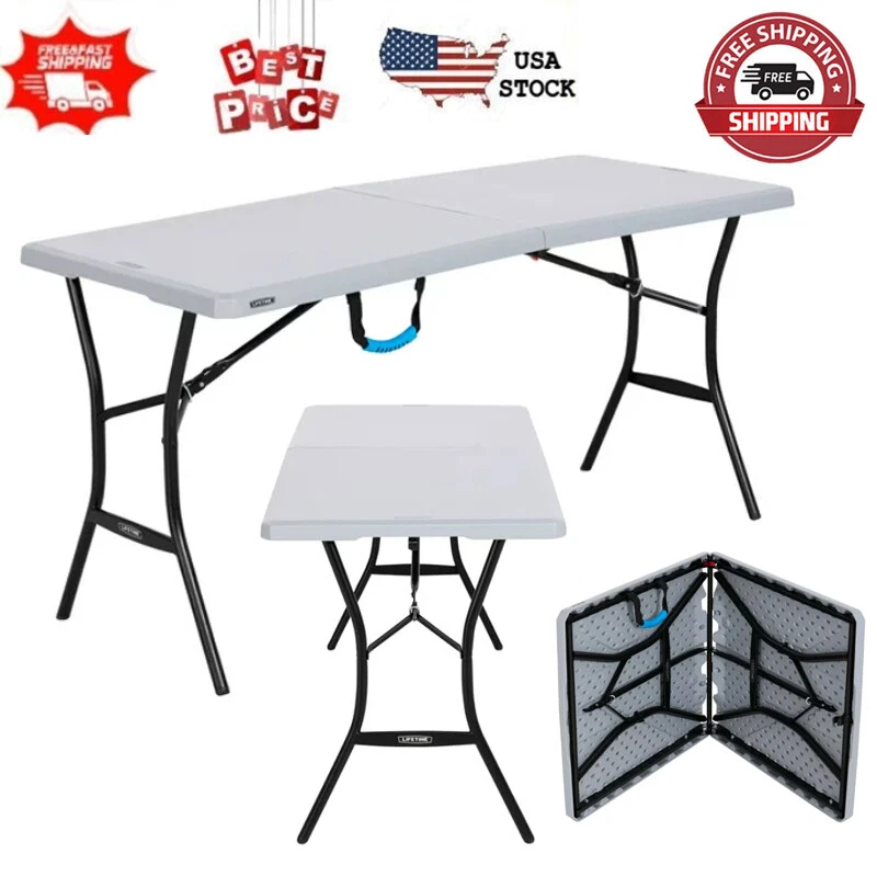 5Ft Fold in Half Adjustable Table Home Outdoor Indoor Portable