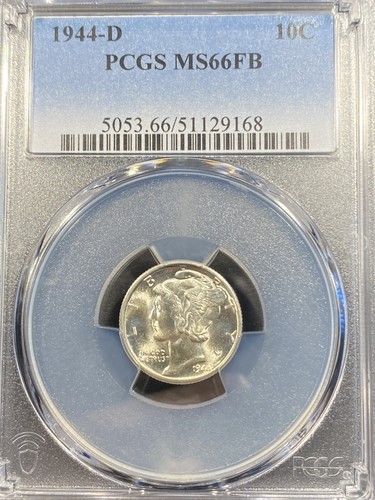 1944-D MERCURY DIME PCGS MS66FB BRILLIANT UNCIRCULATED GEM FREE SHIPPING!