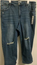    Ava  Viv Women's High-Rise Cropped Slim Straight Jeans - Medium Wash 22W 