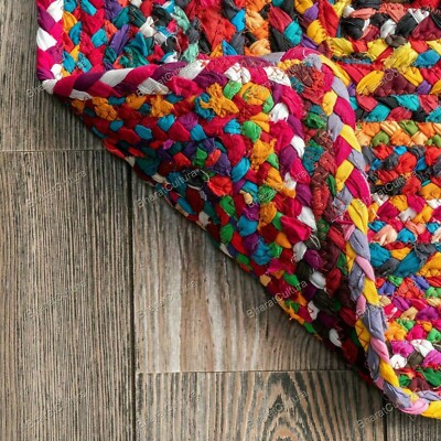 Indian 4 x 6 Feet Cotton Handmade Rag Rug Multi Throw Wooven Dari