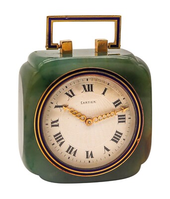 Cartier Paris 1920 Art deco Chinoiserie Desk Clock In 18Kt