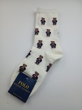 Polo Ralph Lauren Organic Cotton Blend Flag Sweater Bear Socks Size S 23-25cm 