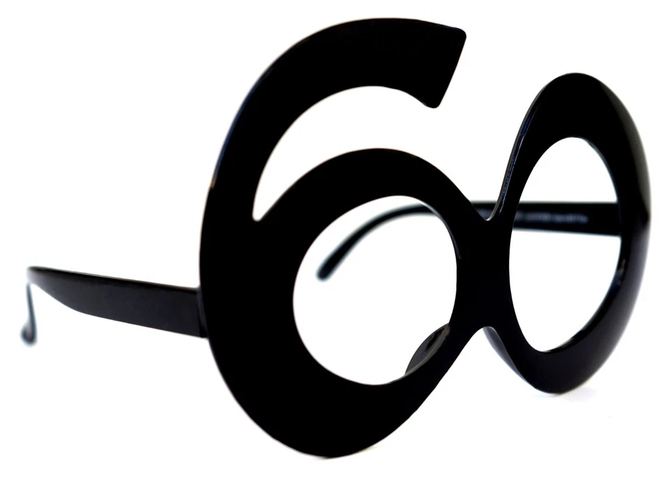 Gafas de cumpleaños 60 Anteojos de aniversario Marco de números negros Favor de fiesta años 60 Foto 2 de 4