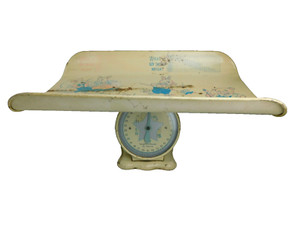 Antique Baby Weight Scale Old Nursery Rhymes Animation Theme Boy Girl Pink Blue