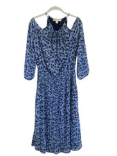 MICHAEL Michael Kors Floral Midi Dress Sz Small Blue Preowned