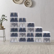 20pcs Shoe Box Stackable Shoe Storage Organizer Sneaker Container Clear