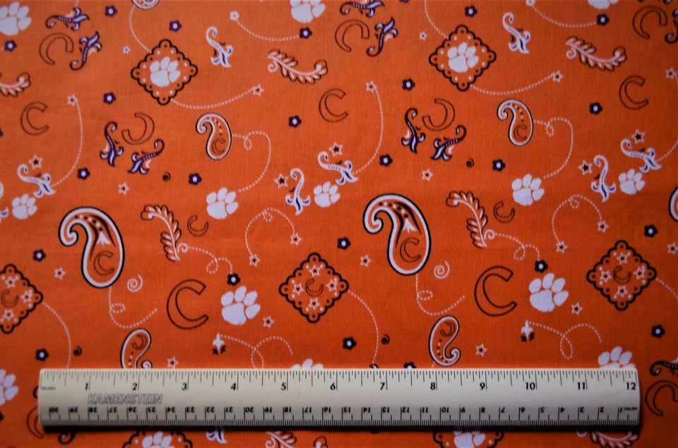 Sykel Ent. Clemson University college bandana By the 1/4 yard cotton fabric - Image 2 of 2