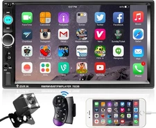 All-in-One Double Din Car Radio - 7 Inch Touchscreen, Bluetooth & Mirror Link