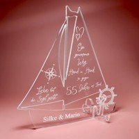 Geschenk Platinhochzeit Personalisiert Schiff Acryl 55 Jahre Hochzeitstag Deko