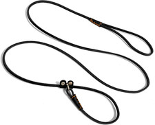 Leather Slip Leash for Small Dogs, 6Ft X 1/5In, Black