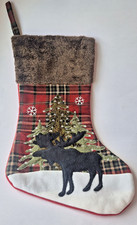 Christmas Stocking Moose Red Black Plaid 18  ...