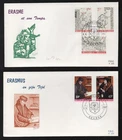 1967 Belgium  Culture. Erasmus Set on pair of FDC. Deurne First Day Covers