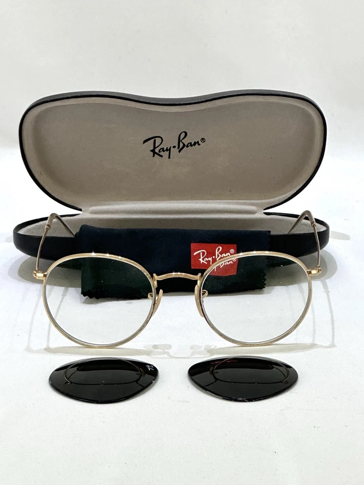 Monturas de gafas doradas Ray-Ban Havana Round Optics RB3447 001 53-21 145 3N con sol Foto 2 de 2