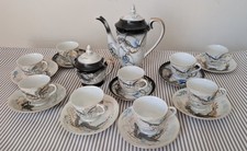 Antique Japanese Moriage Dragonware Tea Set Raised Dragon Gold Trim