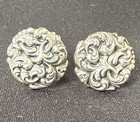 ANTIQUE PUFFY STERLING SILVER SCREW BACK EARRINGS — photo 1
